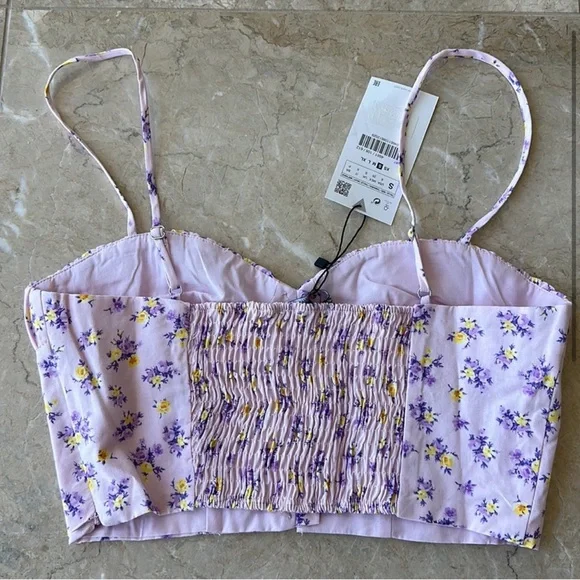 ZARA Floral Bustier Top (small, pink/purple) - Picture 2 of 4